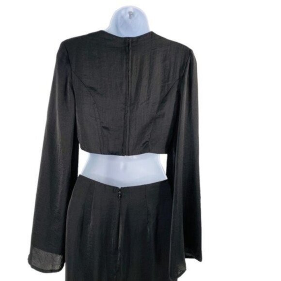 Petal & Pup NEW Sienna Satin Formal Black Midi Dress Matching Set Size L - Picture 8 of 11